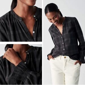 Faherty Harper Top in Aspen Black Plaid NWT XL